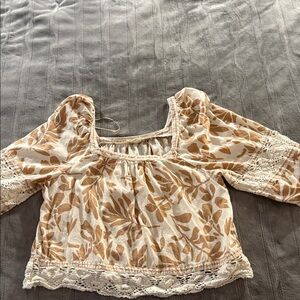 Floral Lace Trim Women's Top